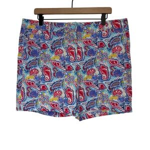 Talbots The Weekend Short Womens 14 Coastal Paisley Seahorse Starfish Multicolor